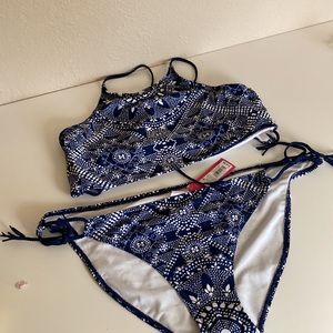 Xhilaration bikini set high neck halter w/ bottom tie tassel  (M jrXL) B032